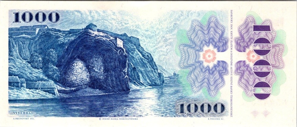 Česká republika, 1000 Korun 1985, kolek lepený