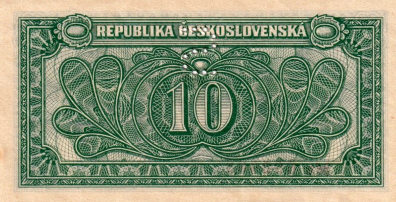 Československo 1945 - 1953, 10 Koruna 1950, perforace S