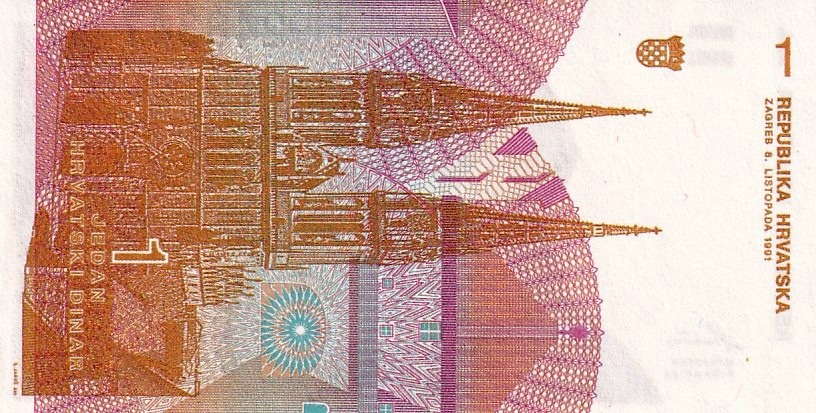 Chorvatsko, 1 Dinar 1991