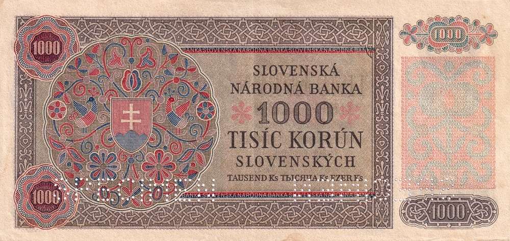 Slovenská republika 1939 - 1945, 1000 Korun 1940, SPECIMEN