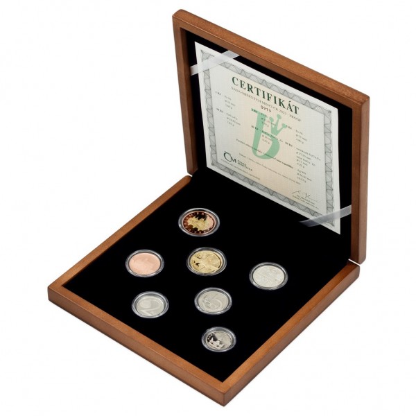 Česká republika 1993, Sada oběžných mincí 2022 Proof dřevěný obal