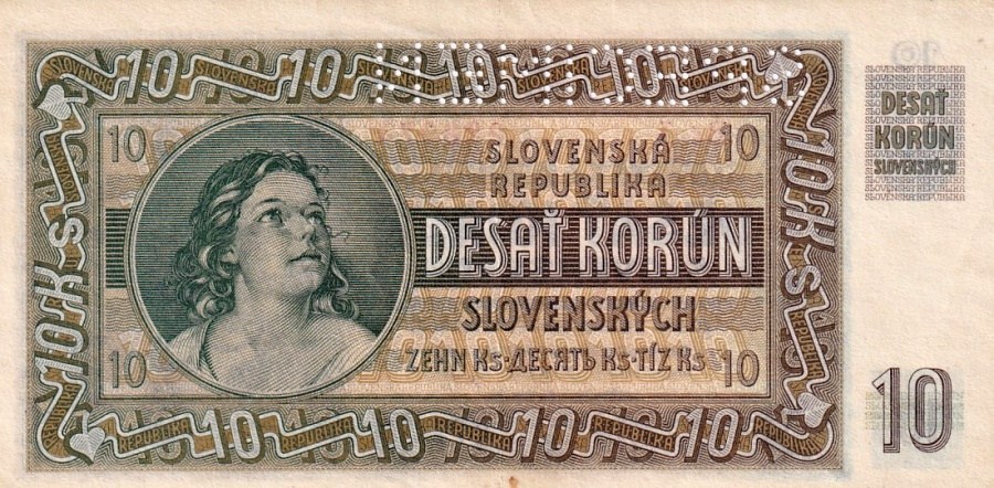Slovenská republika 1939 - 1945, 10 Korun 1939, SPECIMEN