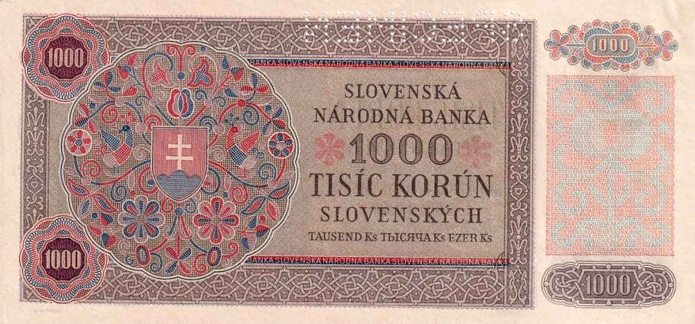 Slovenská republika 1939 - 1945, 1000 Korun 1940, SPECIMEN