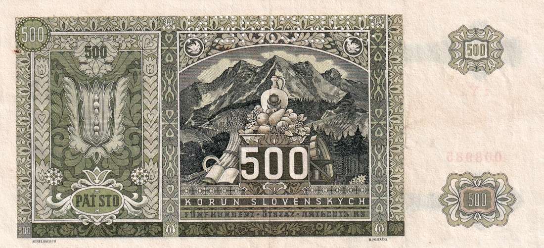 Slovenská republika 1939 - 1945, 500 Korun 1941, SPECIMEN