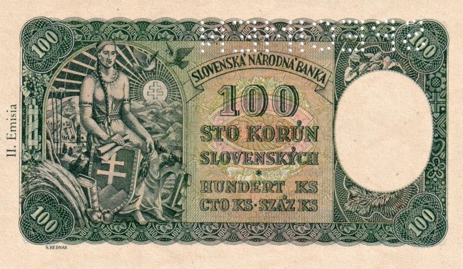 Slovenská republika 1939 - 1945, 100 Ks 1940, SPECIMEN