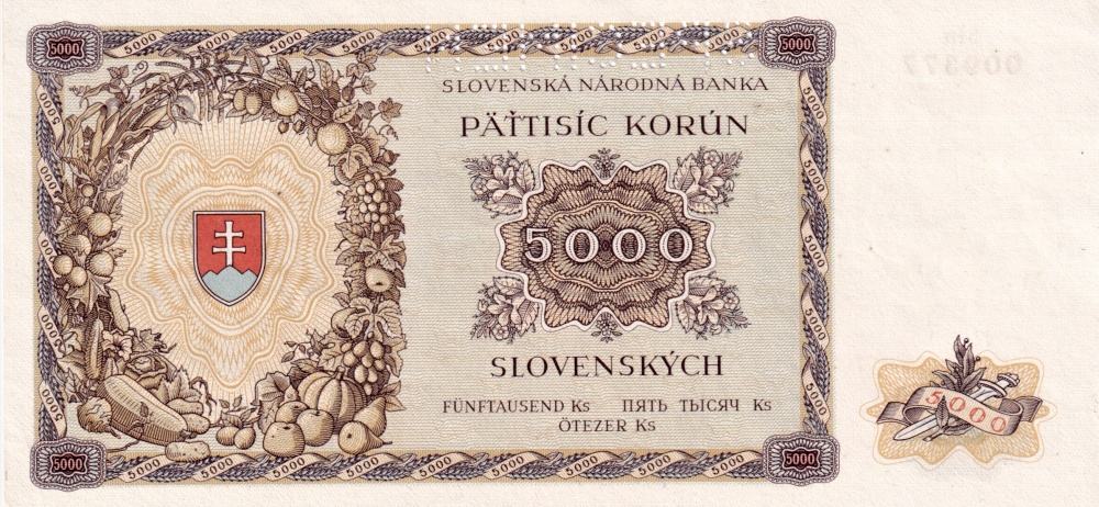 Slovenská republika 1939 - 1945, 5 000 Koruna 1944  SPECIMEN