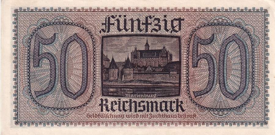 Německo, okupovaná území, 50 Reichsmark (1939)