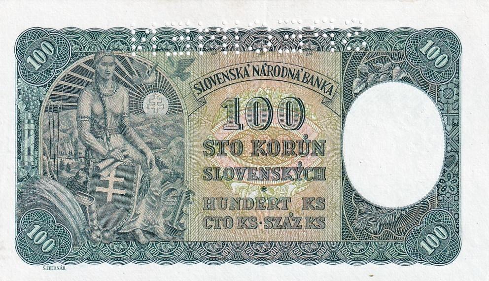 Slovenská republika 1939 - 1945, 100 Korun 1940, SPECIMEN