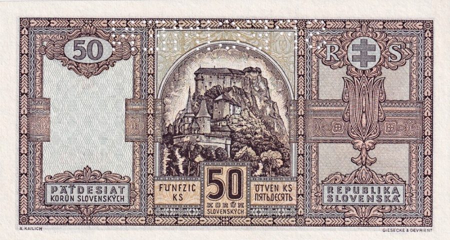 Slovenská republika 1939 - 1945, 50 Korun 1940, SPECIMEN