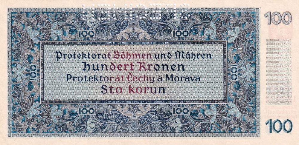 Protektorát 1939 - 1945, 100 Koruna 1940, SPECIMEN
