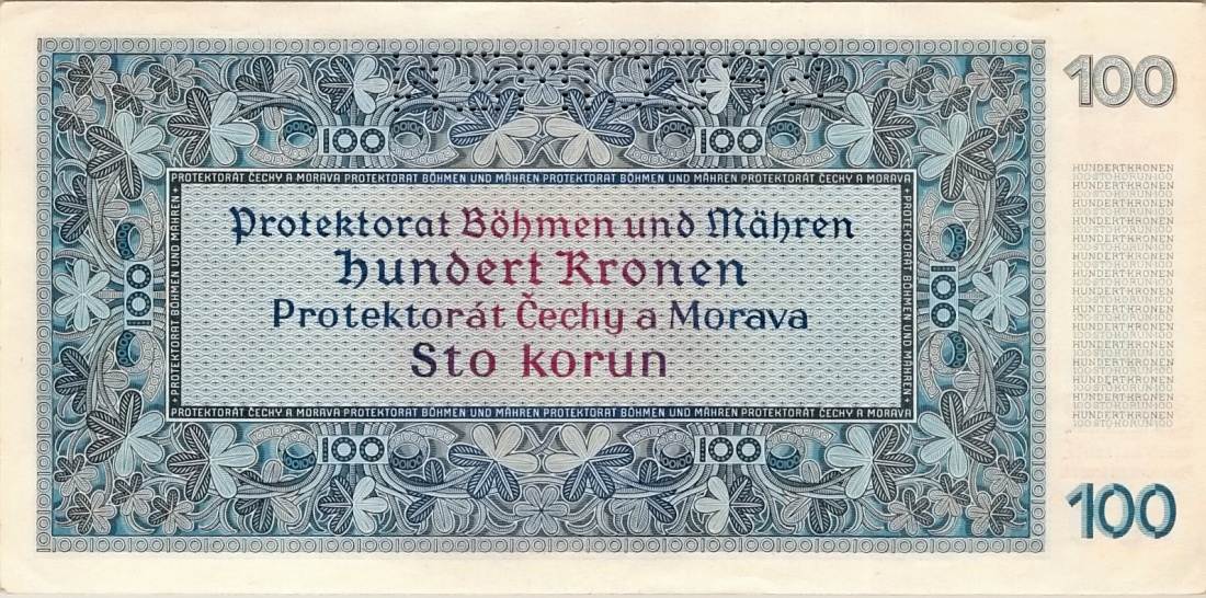 Protektorát 1939 - 1945, 100 Koruna 1940, SPECIMEN