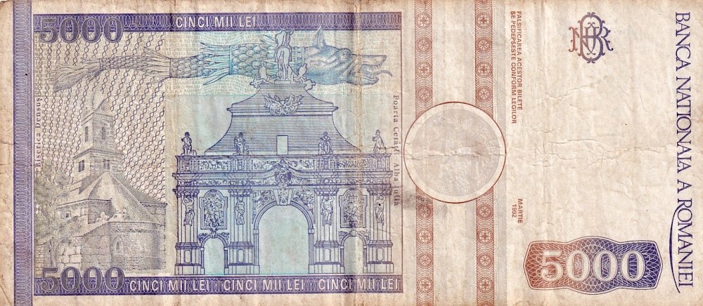 Rumunsko, 5000 Lei 1992