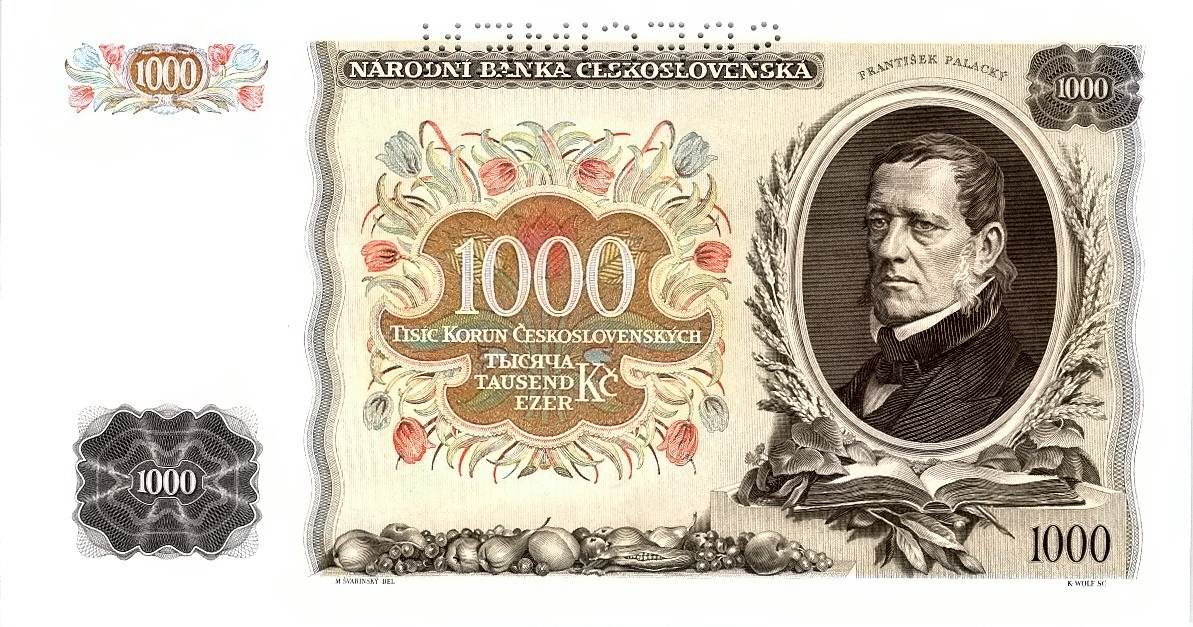 Československo 1919 - 1939, 1000 Korun 1934, SPECIMEN