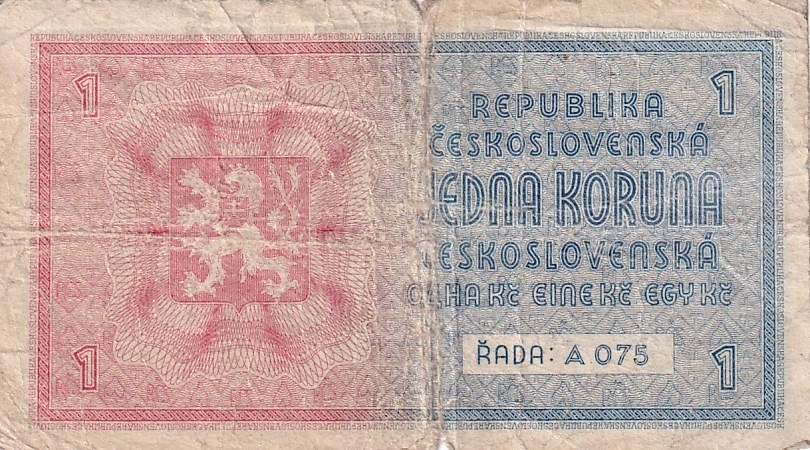 Protektorát 1939 - 1945, 1 Koruna b.l. (1938/přetisk 1940)