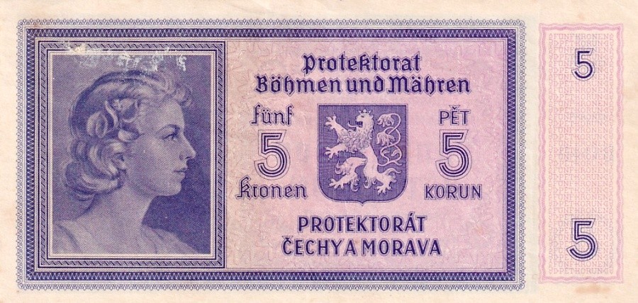 Protektorát 1939 - 1945,  5 Korun b.l. (1940)