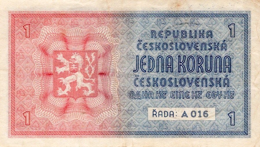 Protektorát 1939 - 1945, 1 Koruna b.l. (1938/přetisk 1940)