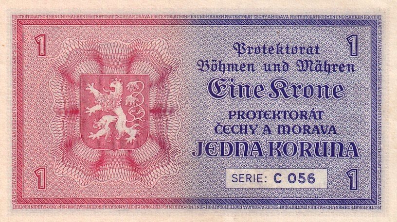 Protektorát 1939 - 1945, 1 Koruna b.l. (1940)
