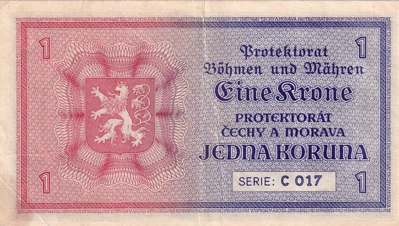 Protektorát 1939 - 1945, 1 Koruna b.l. (1940)