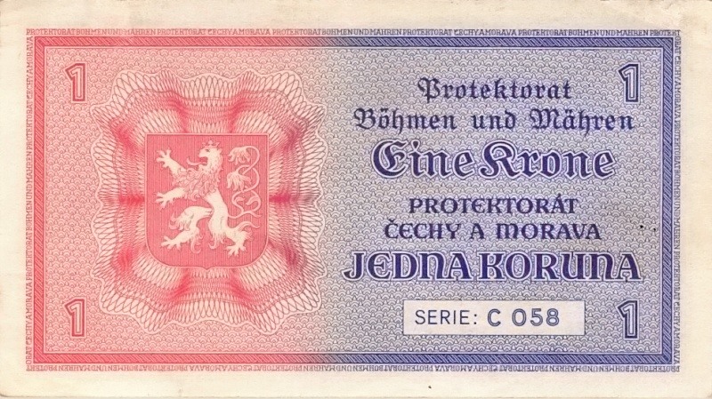 Protektorát 1939 - 1945, 1 Koruna b.l. (1940)