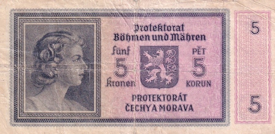 Protektorát 1939 - 1945,  5 Korun b.l. (1940)