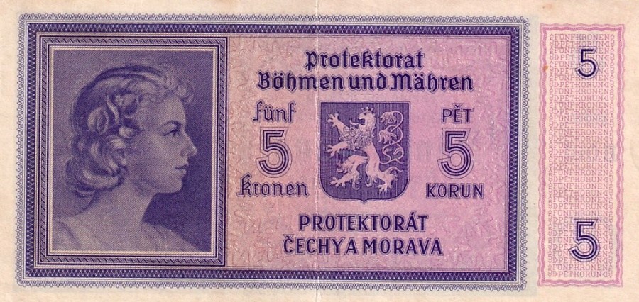 Protektorát 1939 - 1945,  5 Korun b.l. (1940)