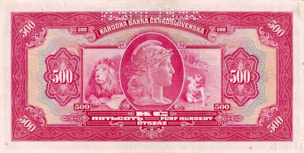 Slovenská republika 1939 - 1945, 500 Korun přetisk b.l.(1939), SPECIMEN