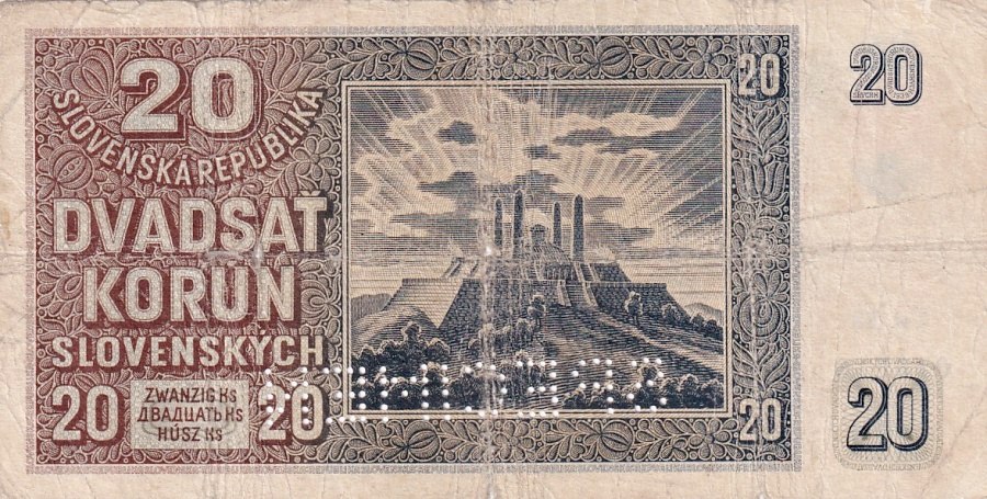 Slovenská republika 1939 - 1945, 20 Korun 1939  SPECIMEN