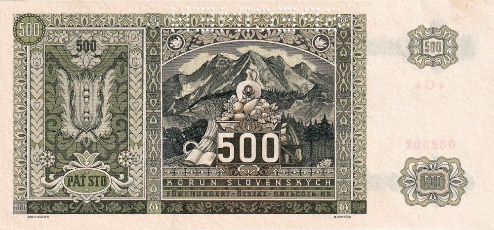 Slovenská republika 1939 - 1945, 500 Korun 1941, SPECIMEN