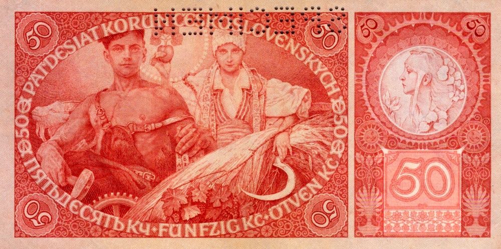 Československo 1919 - 1939, 50 Korun 1929, SPECIMEN