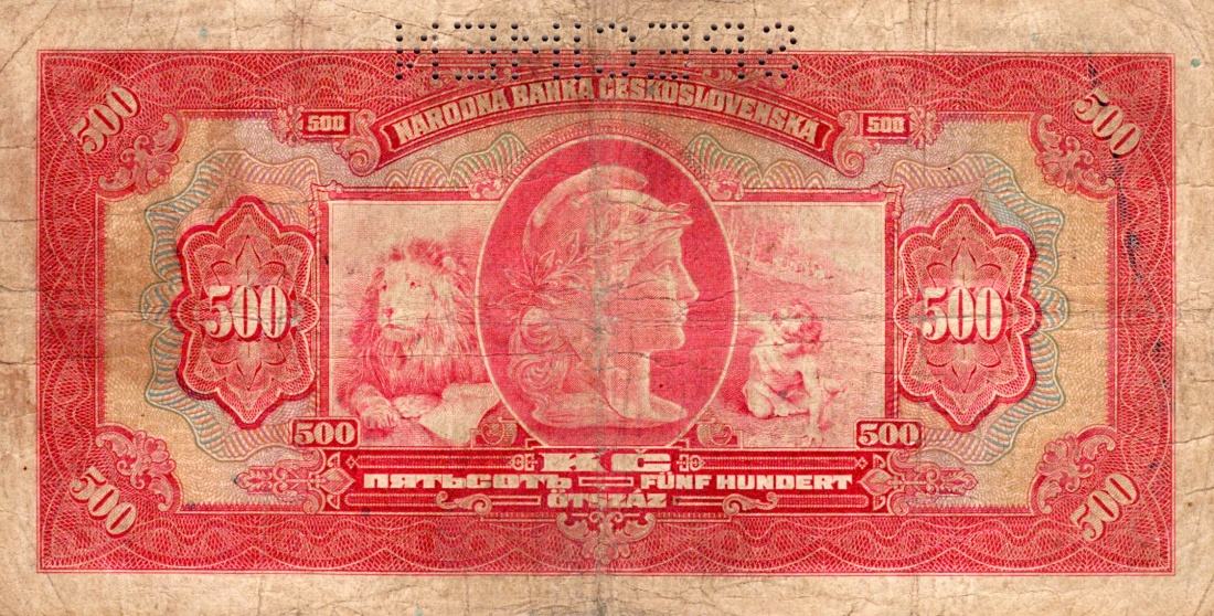 Československo 1919 - 1939, 500 Koruna 1929, SPECIMEN