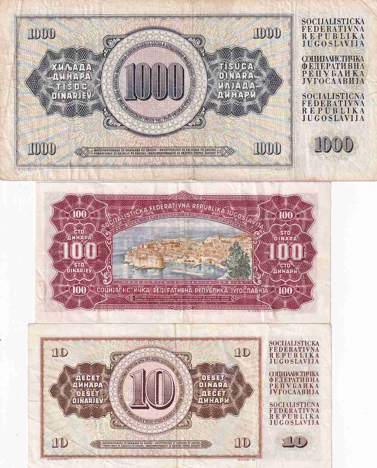Jugoslávie, konvolut 3ks