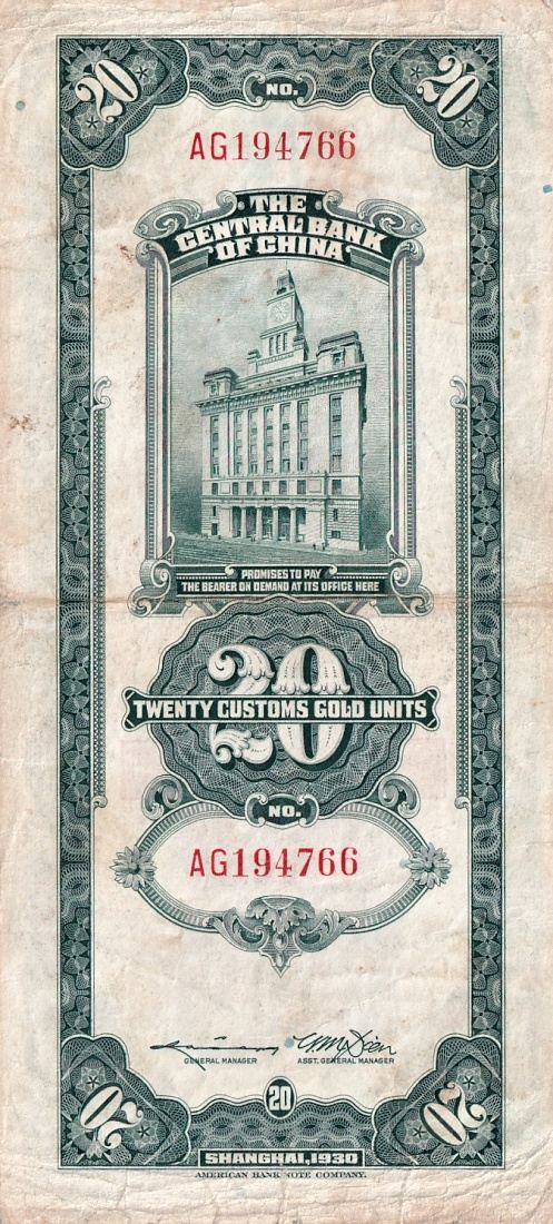 Čína, 20 Dollars 1930