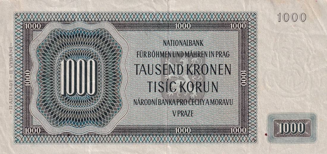 Protektorát 1939 - 1945, 1000 Korun 1942, II. vydání
