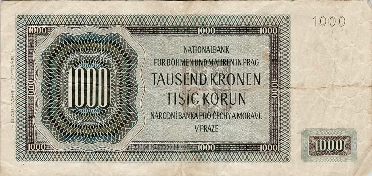 Protektorát 1939 - 1945, 1000 Korun 1942, II. vydání