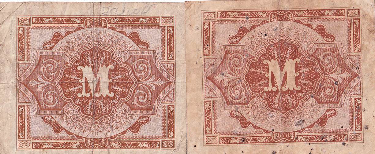 Německo, vojenské peníze, 1 a 5 Marka 1944 (Rusko)