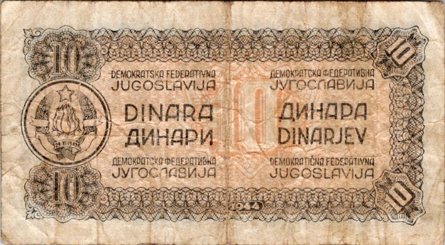Jugoslávie, 10 Dinara 1944