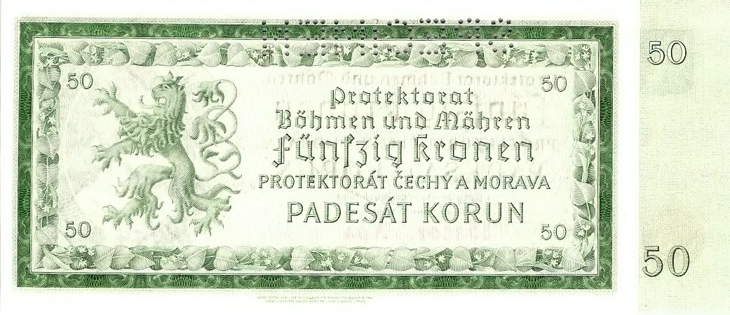 Protektorát 1939 - 1945, 50 Korun 1940, SPECIMEN