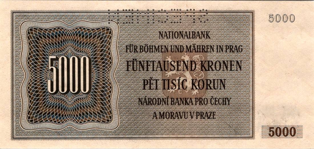 Protektorát 1939 - 1945, 5000 Korun 1944, SPECIMEN