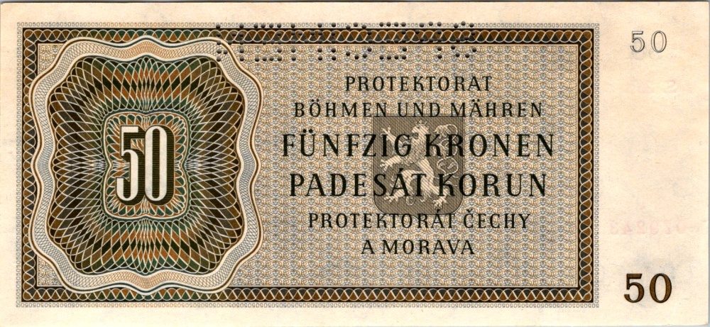 Protektorát 1939 - 1945, 50 Koruna 1944 SPECIMEN