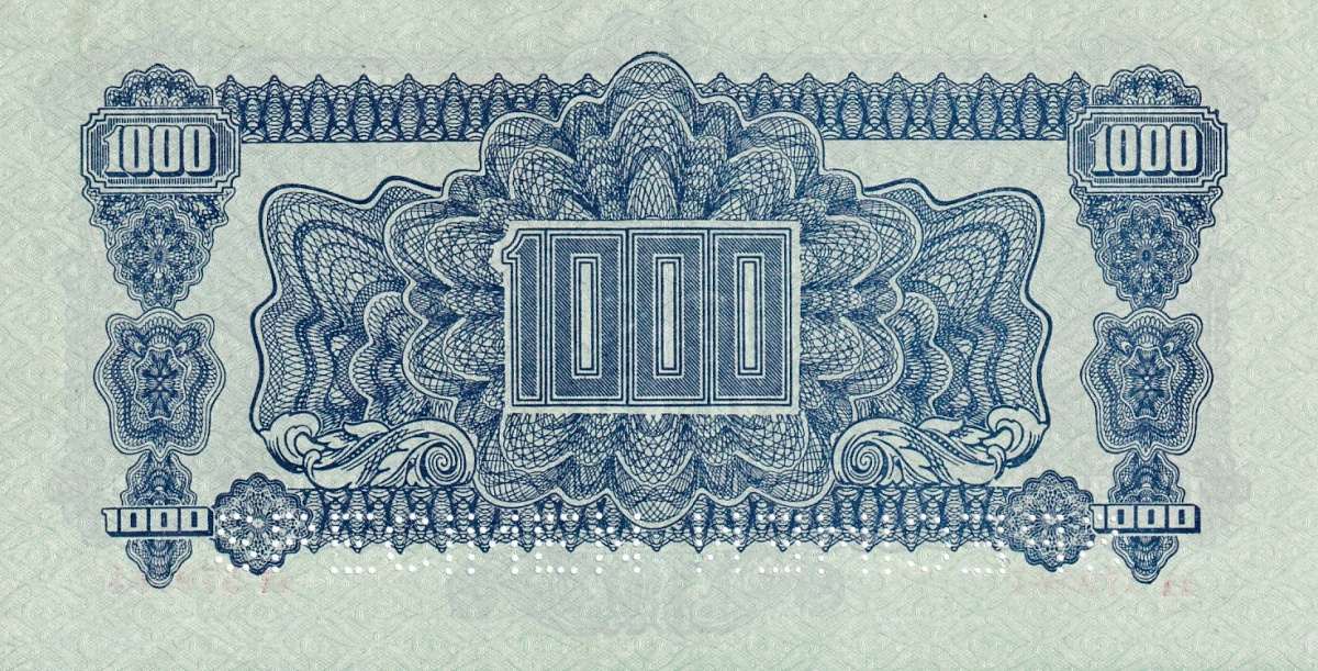 Československo 1944 - 1945, 1000 Korun 1944 kolek, 2x SPECIMEN
