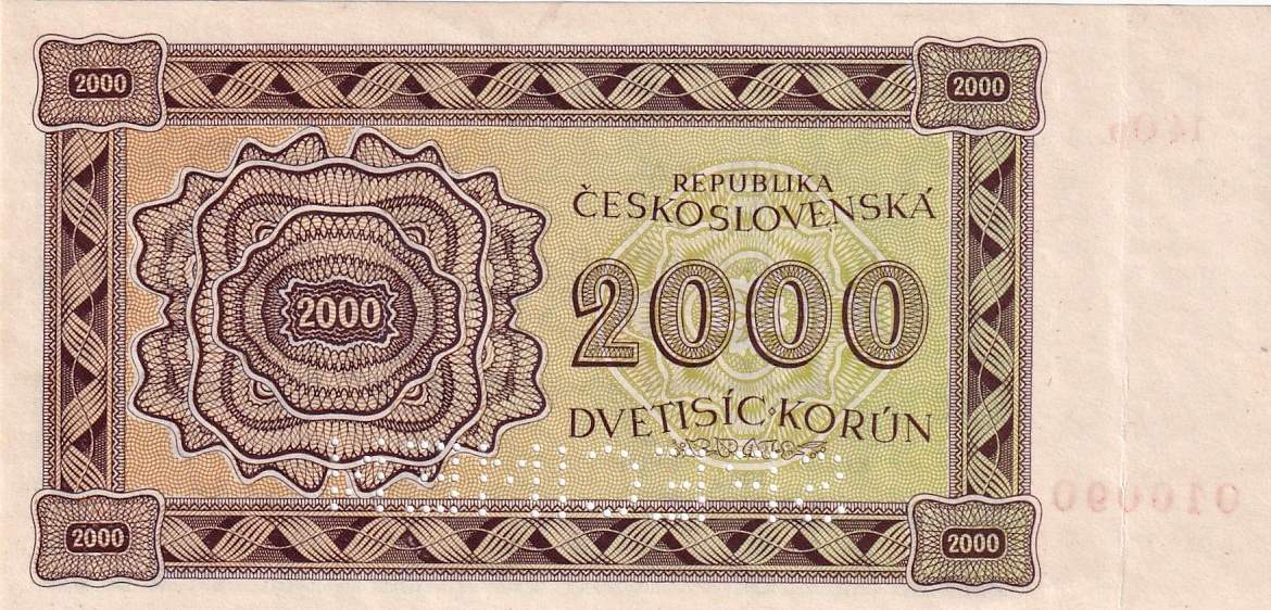 Československo 1944 - 1945, 2000 Korun 1945, SPECIMEN