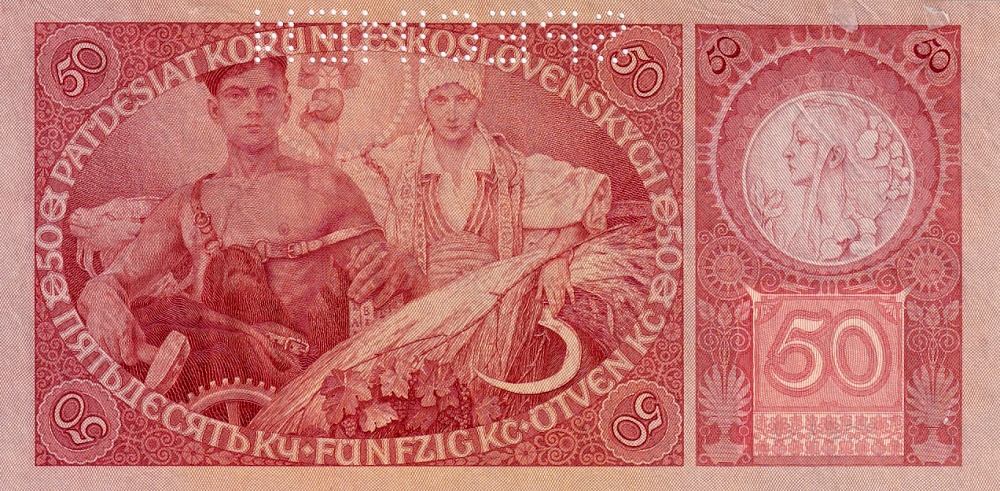 Československo 1919 - 1939, 50 Korun 1929, SPECIMEN