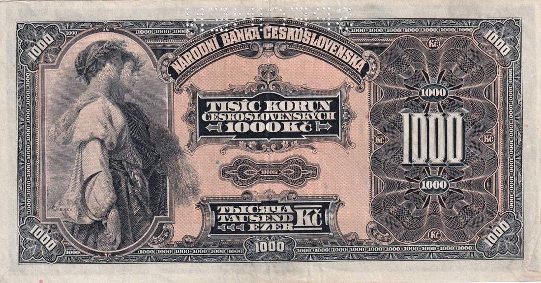 Československo 1919 - 1939, 1000 Korun 1932, SPECIMEN 