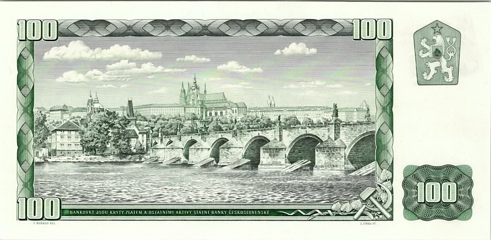 Československo kolky, 100 Kčs 1961, kolkovaná