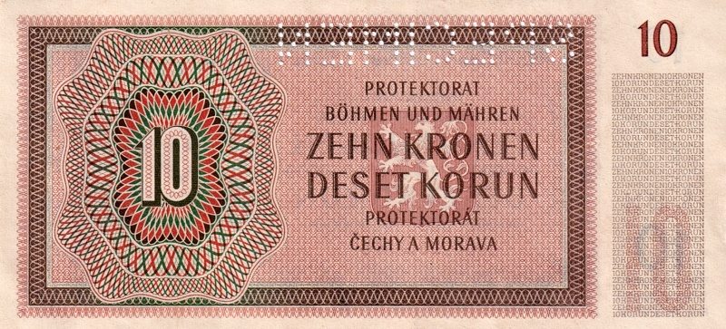 Protektorát 1939 - 1945, 10 Korun 1942 SPECIMEN