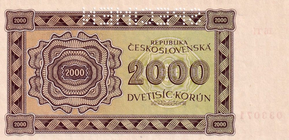 Československo 1944 - 1945, 2000 Korun 1945, SPECIMEN