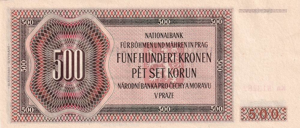 Protektorát 1939 - 1945, 500 Korun 1942, II. vydání  