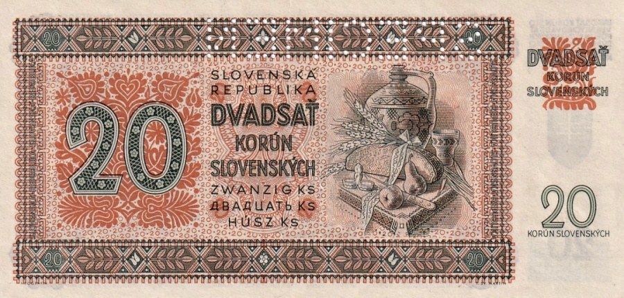 Slovenská republika 1939 - 1945, 20 Korun 1942, SPECIMEN