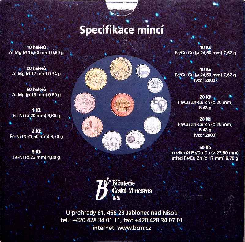 Česká republika 1993 - , Sada oběžných mincí 2000 Vesmír