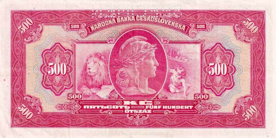 Slovenská republika 1939 - 1945, 500 Korun přetisk b.l.(1939), SPECIMEN